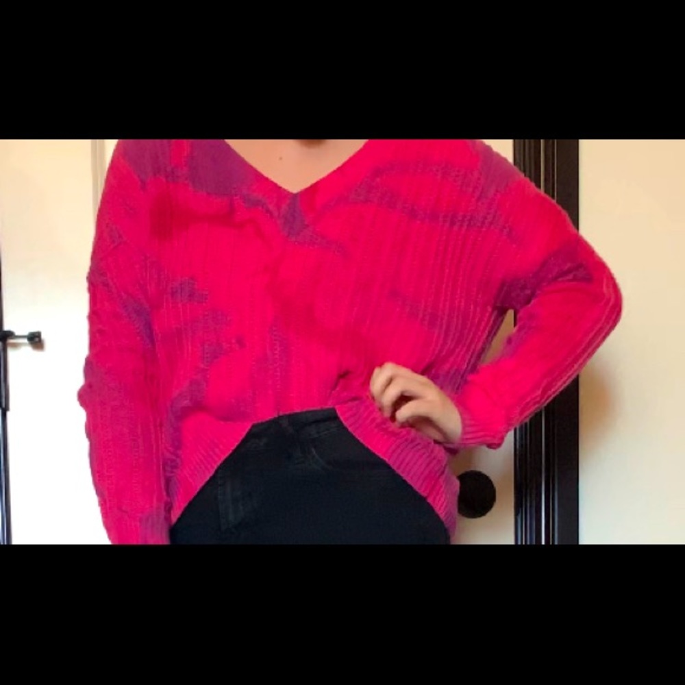 💝Hot pink tie-dye sweater!!!